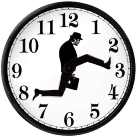 Bardusch-10 pouces Ministry of Silly Walks Horloge avec couvercle avant en verre et cadre ABS, horloge murale silencieuse moderne à piles sans tic-tac pour décor de salon de chambre à coucher