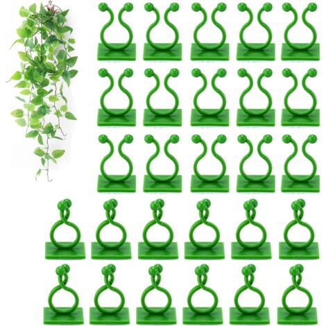 Bardusch-100 clips pour plantes grimpantes, adhésifs invisibles pour murs, adaptés à la décoration intérieure et extérieure (vert)