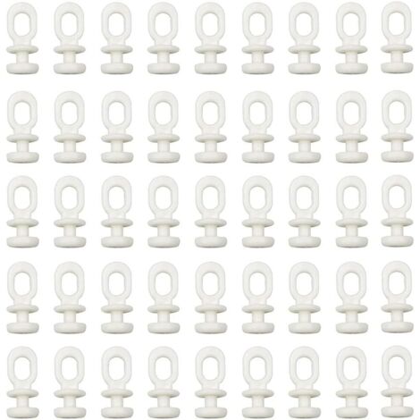 Bardusch-100 Pièces Rouleaux en Plastique Blancs pour Rideaux - Patins et Crochets Coulissants pour Rails de Fenêtre, Porte et Douche