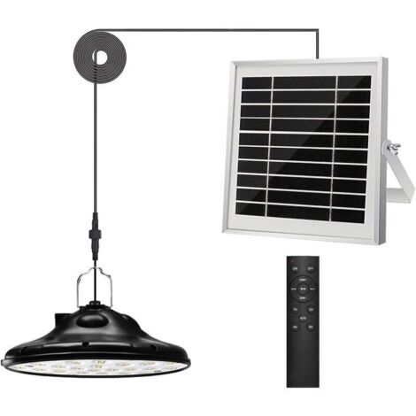 Bardusch-100Leds 1200LM Lampe Solaire Exterieur,3 Mode Lampe Suspendue Solaire,Panneau Solaire Réglable,4 Luminosité avec TéLéCommande,IP66 étanche Eclairage Led [Classe énergétique A+]