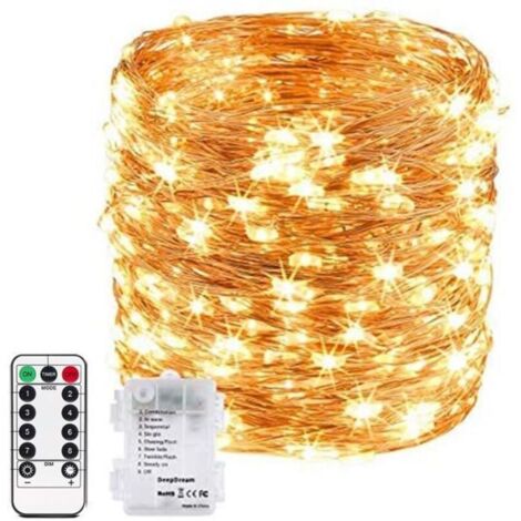 Bardusch - 10M 100LED Guirlande Lumineuse à piles, pour intérieur/extérieur/Noël/mariage et Terrasse Pelouse Etanche IP67