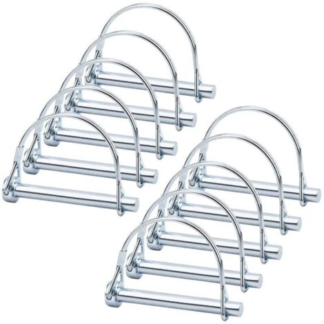 Bardusch-10pcs Axe de verrouillage de broche de coupleur de sécurité, axe de verrouillage Pto de 5/16 pouces avec retenue de fil rond pour jardin de pelouse de remorques agricoles