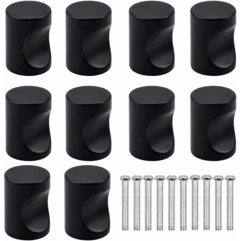 Bardusch-10PCS Noir Poignée de Porte de Tiroir, Bouton de Meuble, Boutons de Tiroir à Trou Rond Unique, Boutons de Porte Modernes, Poignées de Meubles pour Placard Armoire Cuisine, Chambre d'Enfants