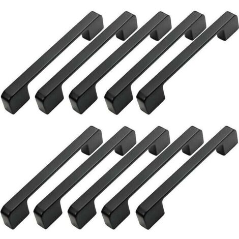 Bardusch-10pcs Poignée Meuble Entraxe 96mm-Poignée Porte Cuisine Noire Poignee Barre Meuble Poignee De Cuisine Noire 96mm