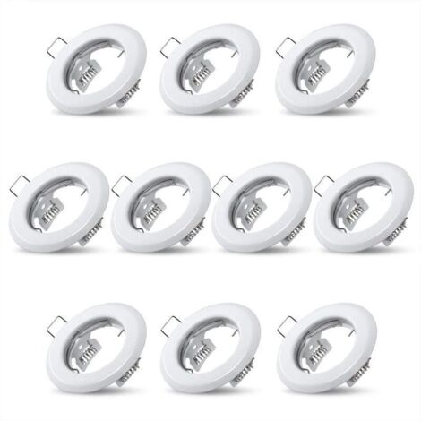 Bardusch-10x Spots lumineux encastrable plafond lampe fixe blanc supports pour spots encastrables acier inoxydable luminaire cuisine salon salle de bain,Trou encastré Ø55mm
