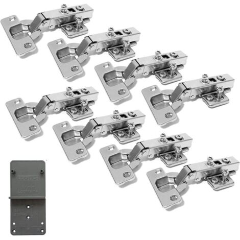 Bardusch - 110 Degré Plein Recouvrante 35mm Soft Close Charnieres avec Amortisseur Hydraulique Fermeture Automatique Charnière pour Armoires de Porte Cuisine 8 Pcs