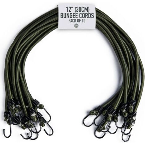 Bardusch-12" (30CM) Sangles de Serrage - Pack de 10 - Crochet Tendeur - Tendeurs avec Crochets pour Bagages, Barres de Toit, Camping - Résistance aux UV & Conditions Climatiques