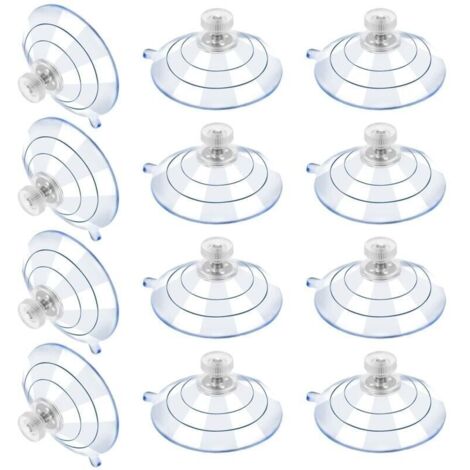 Bardusch-12 Grandes Ventouses Ventouses en Plastique Ventouse Anti Collision Transparente en Caoutchouc Vis Écrou en Métal Ventouse Solide en PVC Transparent Remplacement avec Écrou de Vis (60M5 10)