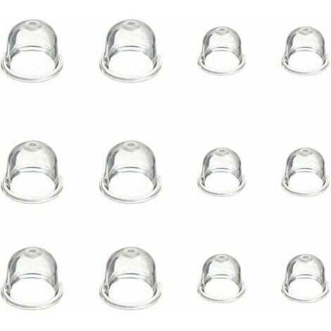 Bardusch-12 Pcs Pompe d\'ampoule d\'amorce Blanche 19 mm et 22 mm Tasse d\'huile de Carburateur Transparente pour Tondeuse, Machine de haie, Scie Essence, Ampoule d\'amorce de Carburant de Ventilateur