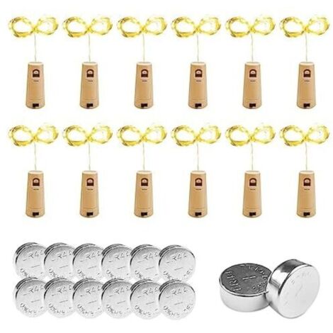 Bardusch - 12 pièces Guirlande Lumineuse, Lampes de 2M, LED Bouteille Lumière Blanc Chaud Guirlande Liège pour Mariage, Party, DIY, Noël, Halloween, Jardin