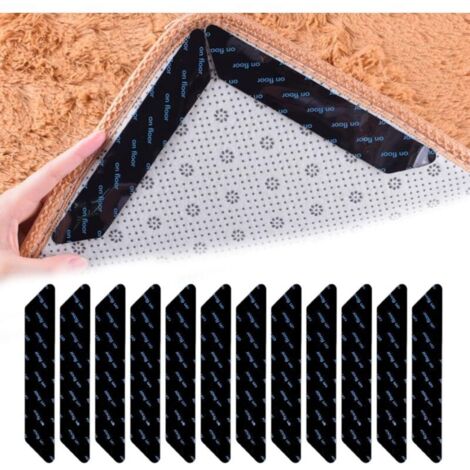 Bardusch-12 rubans adhésifs antidérapants avec patins lavables, fixation facile des coins de tapis sur tout sol
