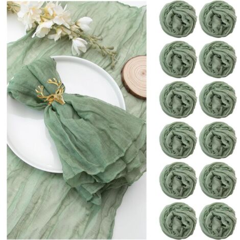 Bardusch-12 serviettes étamine plissées 50,8x50,8 cm – Vert sauge – pour Saint-Patrick, mariage, dîner