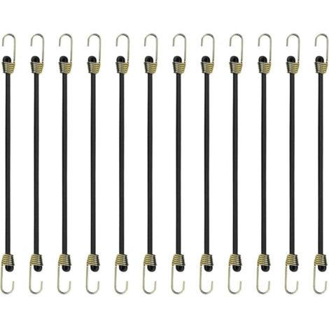 Bardusch-12 tendeurs élastiques 25 cm crochets, sangles sécurisation meubles/caravanes/tentes/motos – extensibles