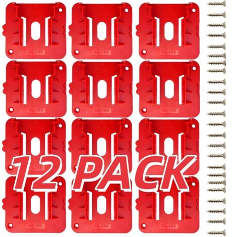 Bardusch-12 x Supports de Batterie Rouges pour Batterie d'outils Milwaukee M18 18 V