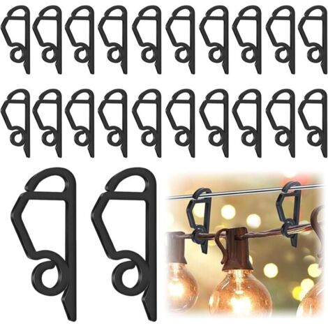 Bardusch-120 clips lumière de Noël pour guirlandes, noir, support gouttière extérieur/intérieur