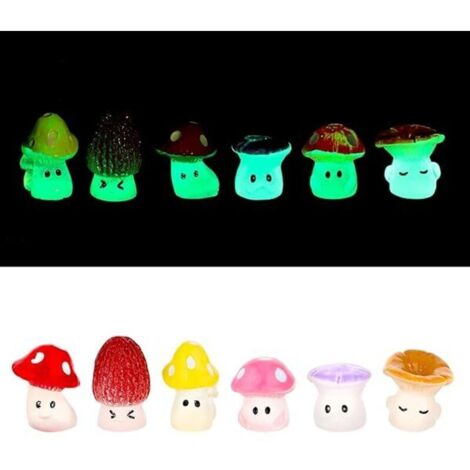 Bardusch-12pcs Mini Champignons Lumineux En Résine, 1,6 X 1,4 Cm Mignons Petits Champignons Décoratifs Champignons Lumineux Décoration Miniature Pour Pots De Fleurs Plantes Statue Pour Meubles De Jard