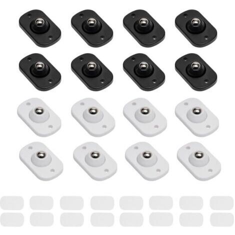 Bardusch-16 mini roulettes auto-adhésives 360°, pour meubles/appareils/poubelles, noir et blanc