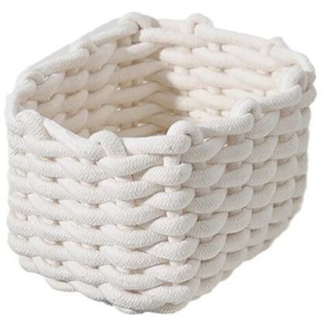 Bardusch-19 x 15 x 12 cm Panier de rangement en coton : panier tressé, paniers pour le rangement de petits articles ménagers Panier de rangement carré pour chambre de bébé, chambre à coucher