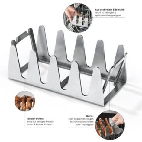 Bardusch-19.59.57cm Accessoires de Grille Support de Cuisson Vertical pour côtes, côtelettes, T-Bones, Fiorentine, Ribs et légumes. Convient à Tous Les Types de Barbecue et Four.