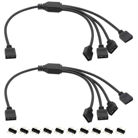 Bardusch-2 Câbles Répartiteurs ARGB, 1 à 4 Vers 5 V 3 Broches Adressable Câble D\'Extension Répartiteur RGB Câble de Synchronisation LED ARGB