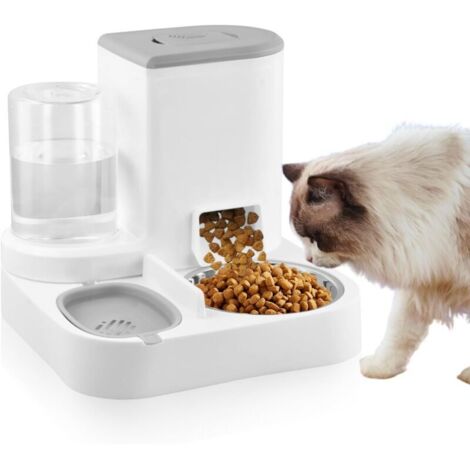 Bardusch - 2 en 1 Distributeur Croquettes Chat Automatique, Distributeur Automatique de 2.2L Nourriture et 1L d'eau pour Petits et Grands Chiens Chats