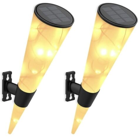 Bardusch-2 Pack Applique Murale Solaire Exterieur Decoration Lampe Solaire Exterieure Jardin lumiere Terrasse Lumière Blanche Chaude Led Aplique Mural Extérieur [Classe énergétique A++]