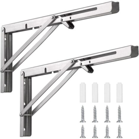 Bardusch 2 Packs Console Pliable En Acier Inoxydable, Triangulaires de 90 Degrés en Métal Charge Lourde, Support Console Pliable