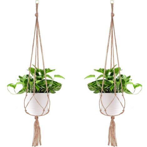 Bardusch - 2 Paquets Suspension Plante Macramé, Pot Suspendu Plante, pour Suspendre Pot de Fleur Suspension Suspendue Décoration Balcon Maison, 4 Jambes en Corde, 105 cm