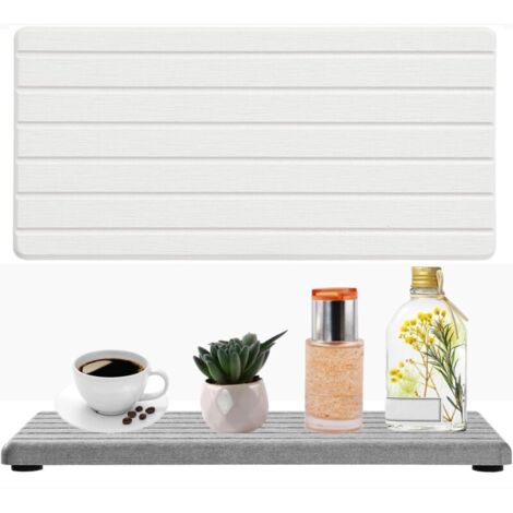 Bardusch-2 paquets tapis diatomite gris+blanc, séchage rapide, dessous verre.