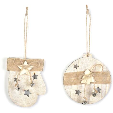 Bardusch-2 pendentifs en bois Noël décoration bois nature cintre sapin de Noël (style 2)