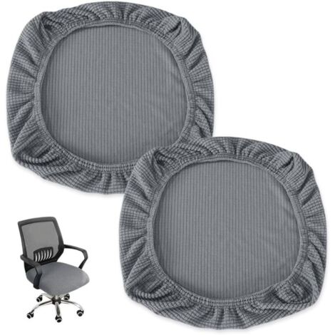 Bardusch 2 Pièces Housse Tabouret Rond, Extensible pour Chaise de Salle à Manger, Pivotant de Bar, Protege Siege Bureau, Lavable,Gris