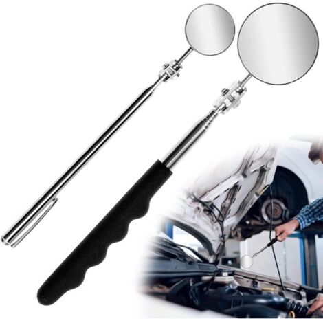 Bardusch 2 Pièces Miroirs D'inspection Télescopiques, Miroir Télescopique de Voiture Rond, Miroir D'inspection en Acier Inoxydable pour Voitures Mécaniques
