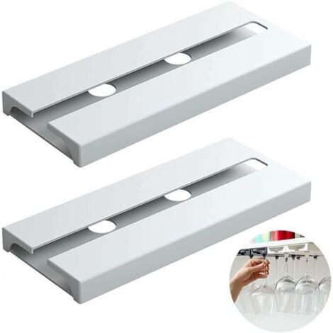 Bardusch-2 Pièces Porte Verre à Vin, Porte verres à Pied, Support Verre à Vin Deux Rangées, Support à Verre à Vin Suspendu, Verres à Pied Suspendu Support (Blanc)
