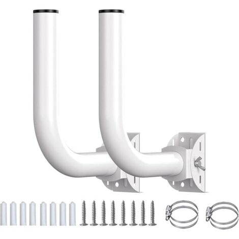 Bardusch-2 Pièces Support d'antenne Universel, Support De Poteau Universel en J pour Pont sans Fil, Poteau en Acier Inoxydable Réglable à 150 ° Et Support Mural, pour Installation De Pont WiFi sans Fi