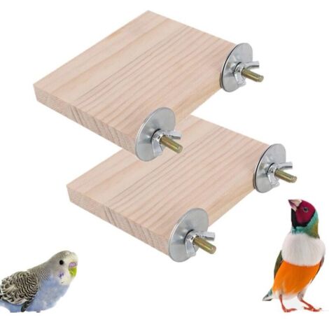 Bardusch-2 plateformes rectangulaires en bois (15 × 8 cm) pour perroquets, hamsters, gerbilles et petits animaux
