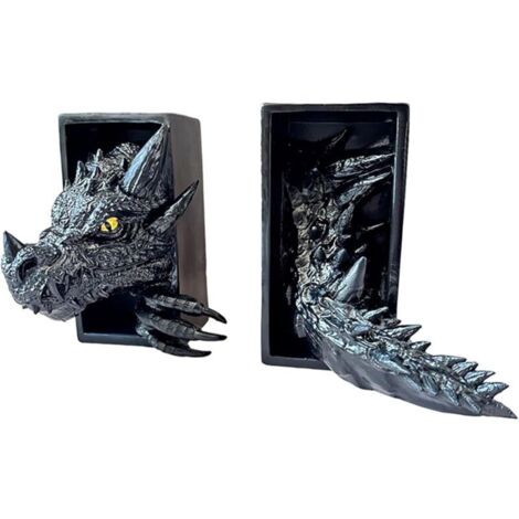Bardusch-2 serre-livres dragon 3D détachables pour décoration fantaisie entre livres ou sur étagère