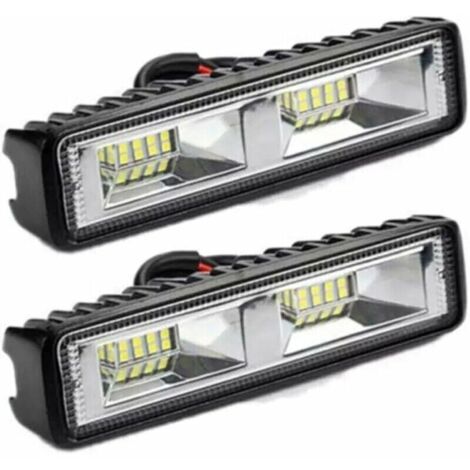 Bardusch-2 x phare de travail LED 12V 24V Feu de Travail 16 LED 48W, Lumires de travail hors route profondeur tanche IP67 pour tracteur de moto voiture camions ATV SUV (48W)