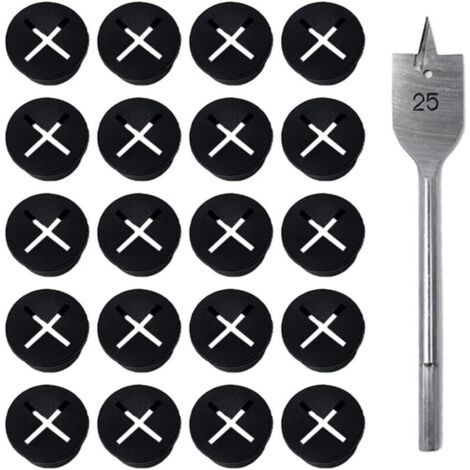 Bardusch 20 PCS Oeillet de Bureau Noir Couvercle de Trou de Câble Cache Trou Passe Cable en Silicone Flexible Oeillet Passe Cable avec Foret pour Table d'Ordinateur Bureau Maison Ordinateur 25mm