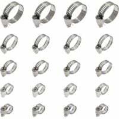Bardusch-20 Pièces Collier De Serrage Tuyau, Collier De Serrage Tuyau Réglable 16-25mm, 304 Collier De Serrage Inox, Collier Serrage Métallique, Pour Tuyau, Home Gaz, Famille Tuyau D'eau, Câble, Robin