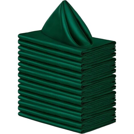 Bardusch-20 serviettes table coton satin 30x30 cm – Vert foncé – lavables – pour mariage