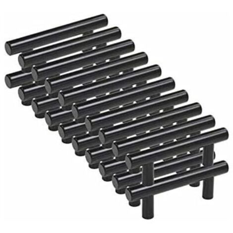 Bardusch-20pcs Poignee Meuble noir Poignée de Meuble Cuisine noir T Poignées Placard Tiroir Noir Entraxe 96mm
