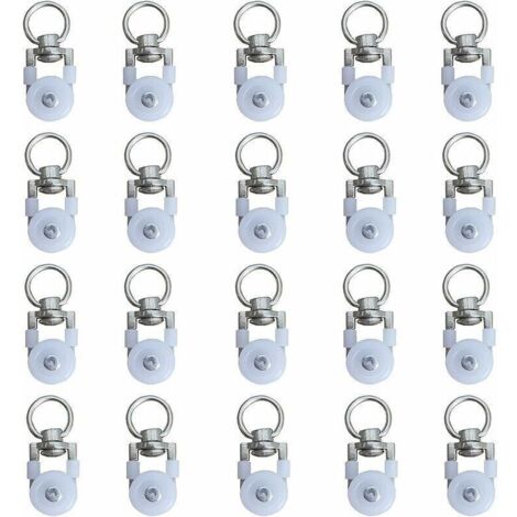 Bardusch-20pcs Rouleaux de Rail de Rideaux,Rouleaux de Rail,Rouleaux de Tringle à Rideaux GlissièRes,Poulie Silencieuse,Rail de Rideaux FenêTre Double Rail Rouleau,pour Rails de Rideau de Windows