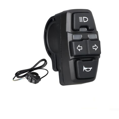 Bardusch-22mm Interrupteur de Guidon Moto - 3 en 1 - Commutateur de Phare/Clignotant/Klaxon pour Moto, Vélo Électrique, VTT, Scooter Électrique