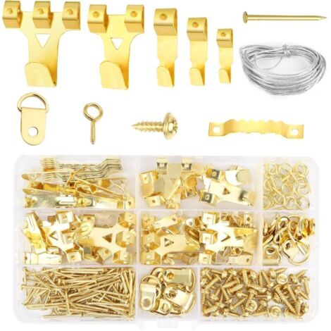 Bardusch-250 crochets métal pour cadres lourds, vis incluses, photos/miroirs/horloges.