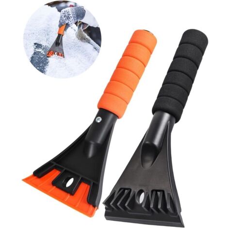 Bardusch 2PCS Grattoir à Glace pour Voiture, Dégivrer Les Pare-Brise et Les Vitres Pelle à Neige, Multifonctionnel Raclette Givre Antigivre avec Poignée en Mousse-Noir & Orangé