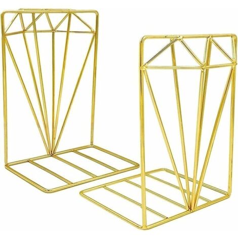 Bardusch-2Pcs Serre Livres, Supports de Serre Livres en Métal, Étagères à Livres de Bureau, Conception de Serre Livres, Supports de Livres Réglables en Fer en Métal, la décoration de la Maison (Or)