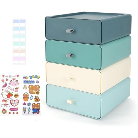 Bardusch-2PCS Tiroir Rangement Plastique Empilable, Boite Rangement Bureau Organisateur de Cosmétiques pour Salles de Bain Bureaux (Morandi)