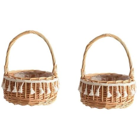 Bardusch - 2X Panier de Rangement Tiss et Paniers de Demoiselle DHonneur de Mariage en Osier Panier de Fleurs en Rotin pour la PANIER