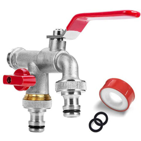 Bardusch 3/4'' Pouce (20/27) Robinet d'eau en Laiton Double de Qualité Supérieure, Résistant à la Rouille et au Gel + 2X Raccords de Tuyau Gratuits Pour Jardin, Machine à Laver, Baril de Pluie