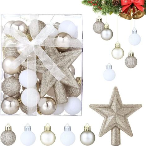 Bardusch-30 mini boules or blanc Ø3 cm polystyrène à remplir, décoration sapin Noël